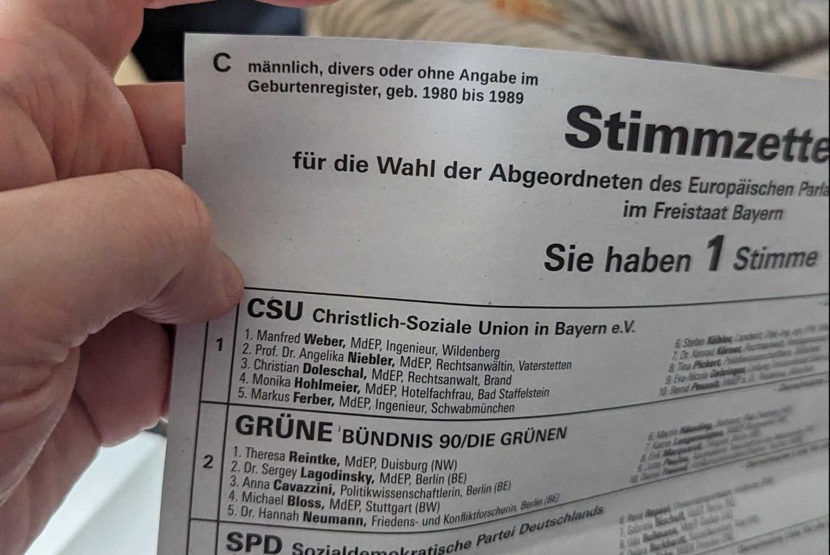 Sonderbare Angaben auf dem Wahlzettel zur Europawahl 2024.